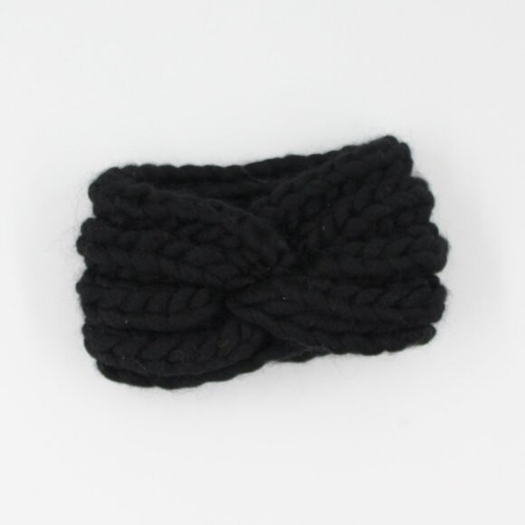 Handmade Hand Knit Wool Black English Rib Baby Ear Warmer Headband - Picture 3 of 4